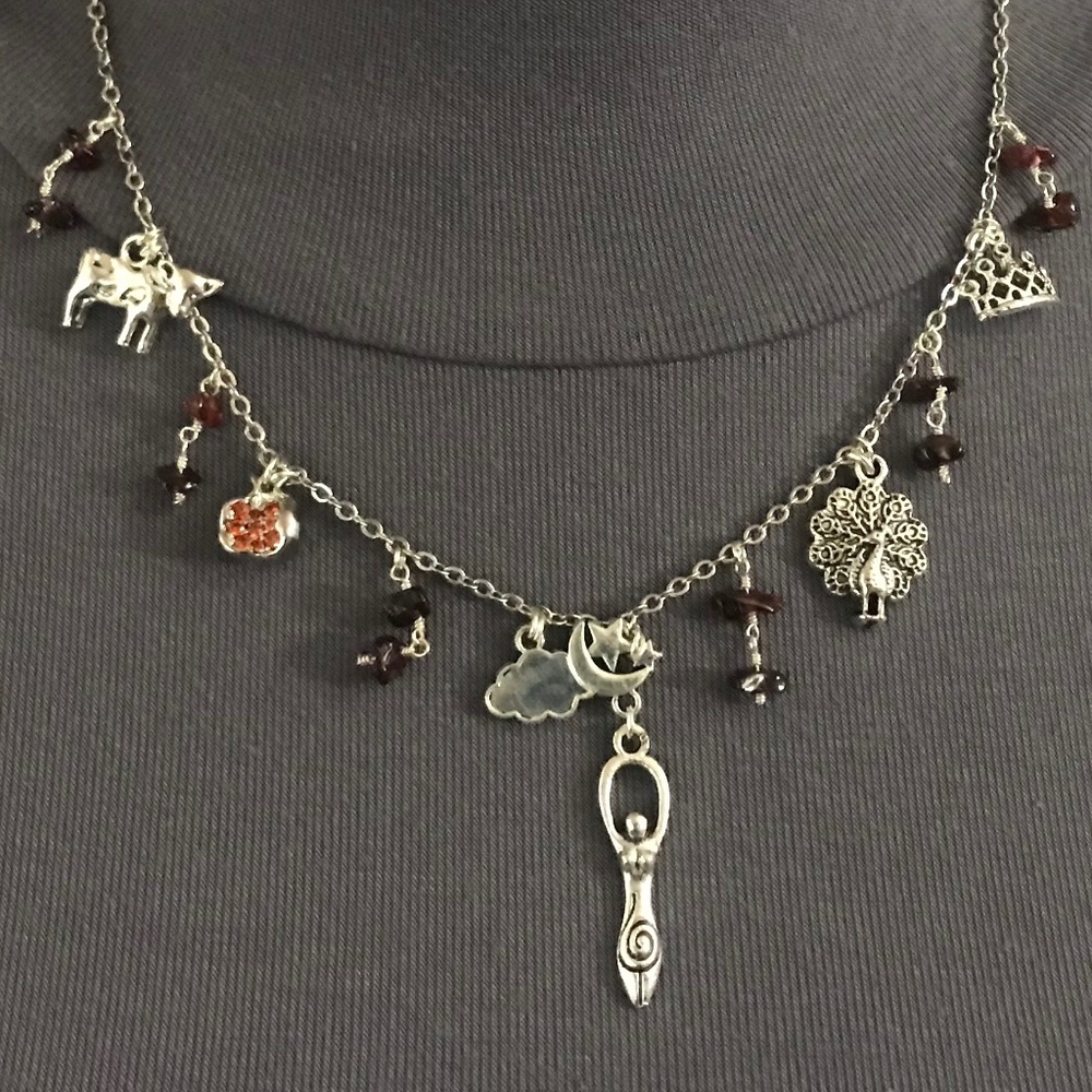 “Queen Hera" Juno Goddess Greek Roman Mythology Handmade Necklace, Pomegranate